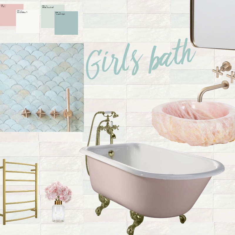 Pink & Gold bathroom Mood Board by Stephanie Broeker Art Interior on Style Sourcebook