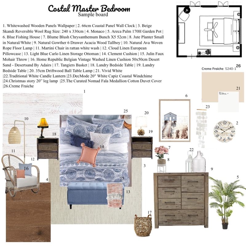 Coastal Master Bedroom Mood Board by Debbie Wells on Style Sourcebook