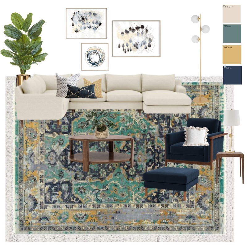 Green/Navy Pop of Gold IDv1 Mood Board by kristitokar on Style Sourcebook