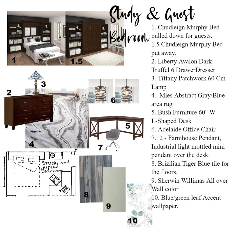 Study & Guest Bedroom Mood Board by amrmyers@gmail.com on Style Sourcebook