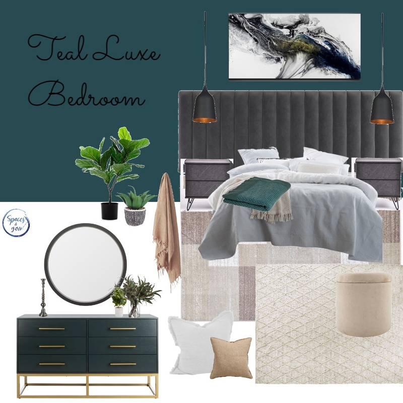 Teal Luxe Master Bedroom Mood Board by Spaces&You on Style Sourcebook
