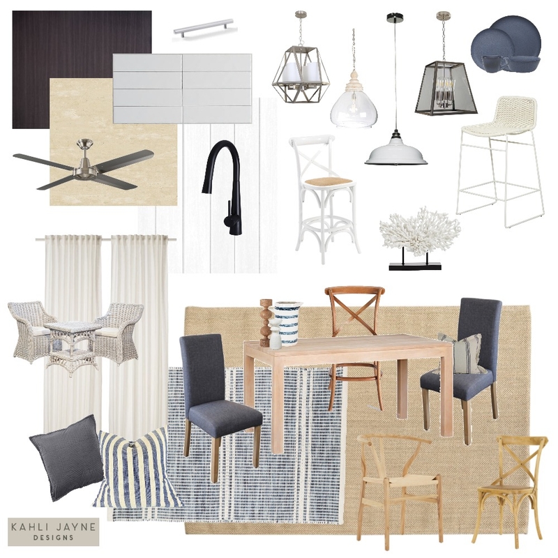 Hamptons Coastal Dining and Kitchen Mood Board by Kahli Jayne Designs on Style Sourcebook