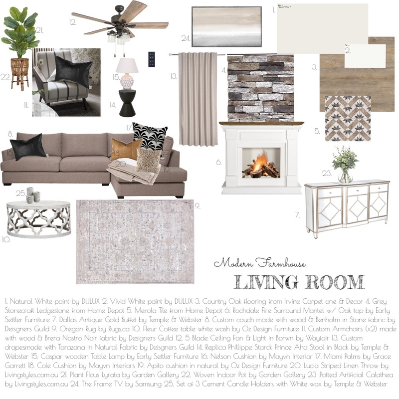 LIVING ROOM SAMPLE BOARD Mood Board by moniquezander on Style Sourcebook