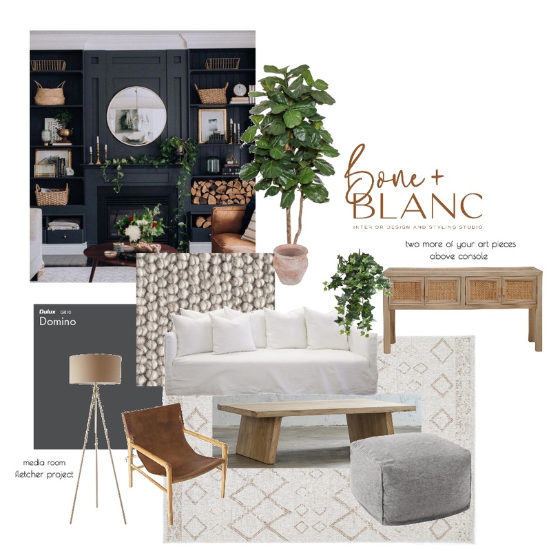 fletcher project - media room Mood Board by bone + blanc interior design studio on Style Sourcebook