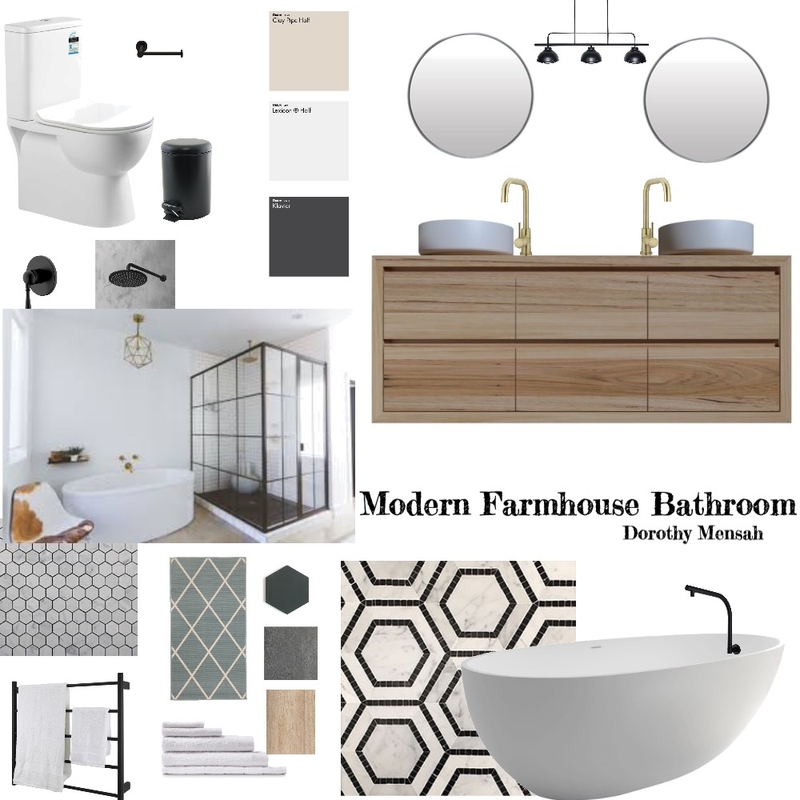 Modern Farmhouse Bathroom Mood Board by Dorothy on Style Sourcebook