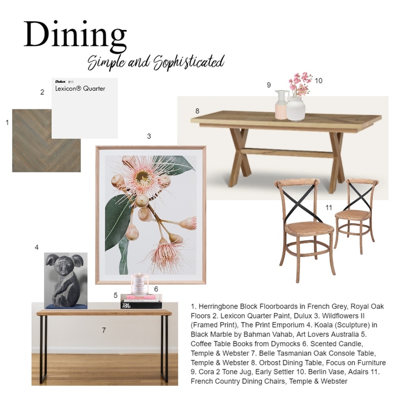 Dining Room Mood Board by Lauren Stirling on Style Sourcebook