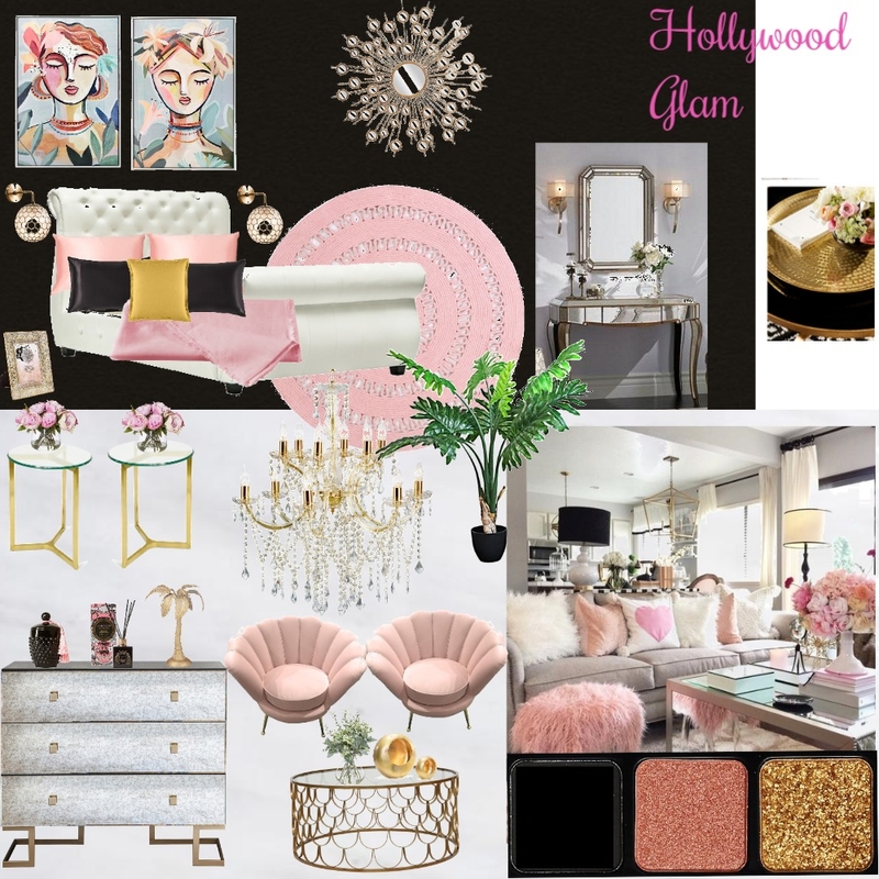 Hollywood Glam with chandelier and mirror and new palette Mood Board by Giang Nguyen on Style Sourcebook