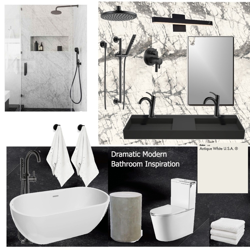 Dramatic Modern Bathroom Mood Board by carolynstevenhaagen on Style Sourcebook