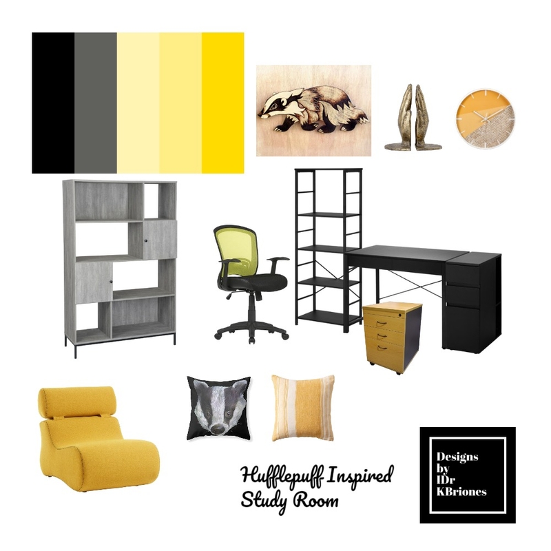 Hufflepuff Inspired Study Room Mood Board by KB Design Studio on Style Sourcebook