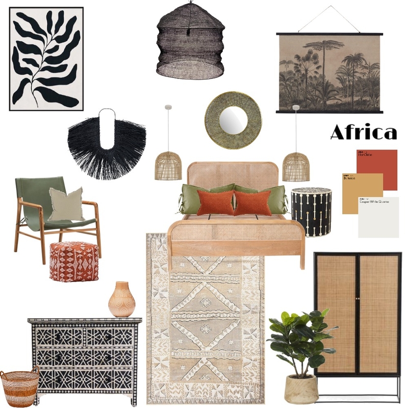 African Bedroom Mood Board by HFGraham on Style Sourcebook