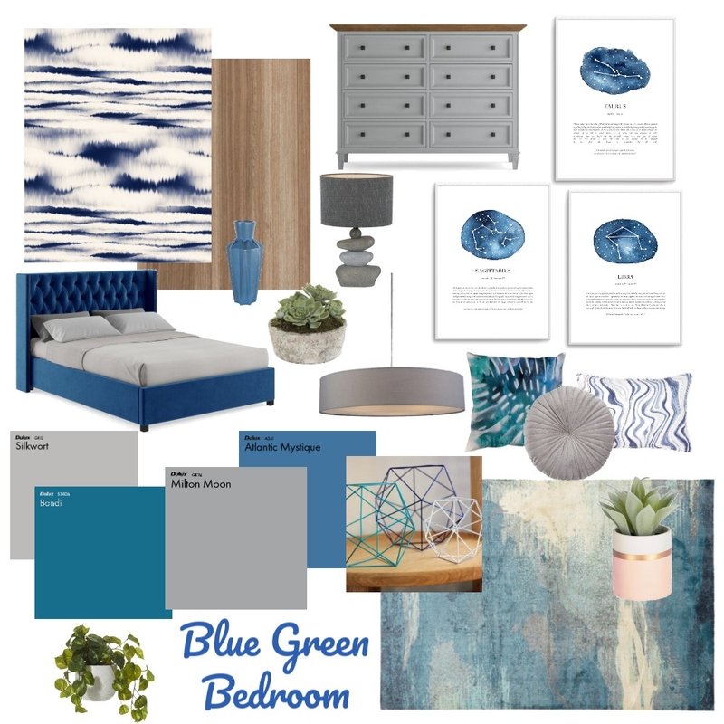 Blue Green Bedroom Mood Board by DoveGrace on Style Sourcebook