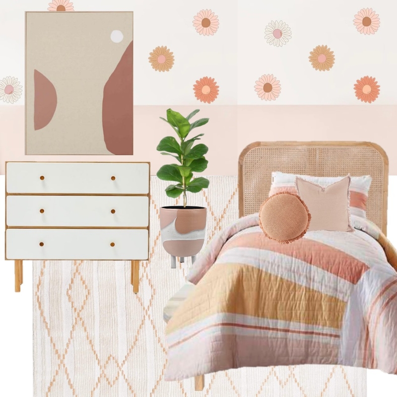 Pink, Peach & Mustard - Kids Bedroom Mood Board by co_stylers on Style Sourcebook