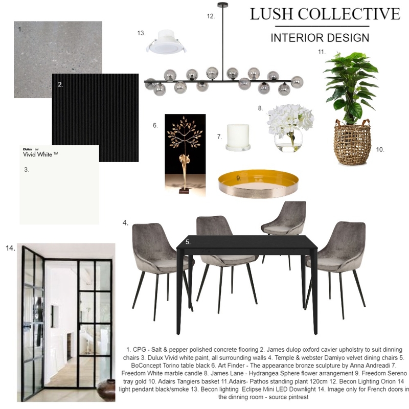 Module 9 - Dinning room sample board Mood Board by Shaecarratello on Style Sourcebook