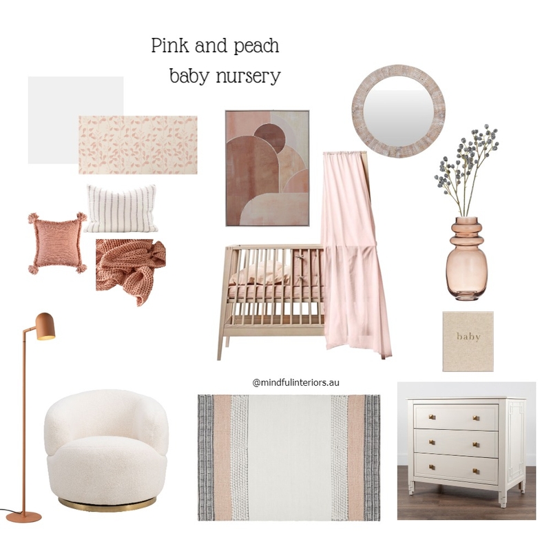 Pink and peach baby nursery Mood Board by Mindful Interiors on Style Sourcebook