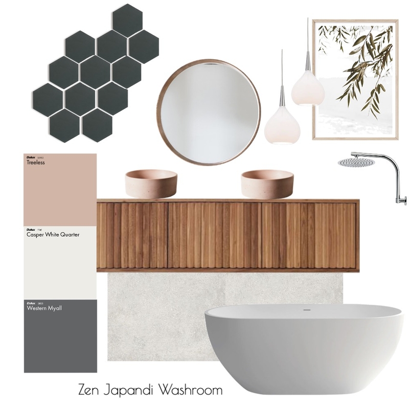 Zen Japandi Washroom Mood Board by emyems on Style Sourcebook