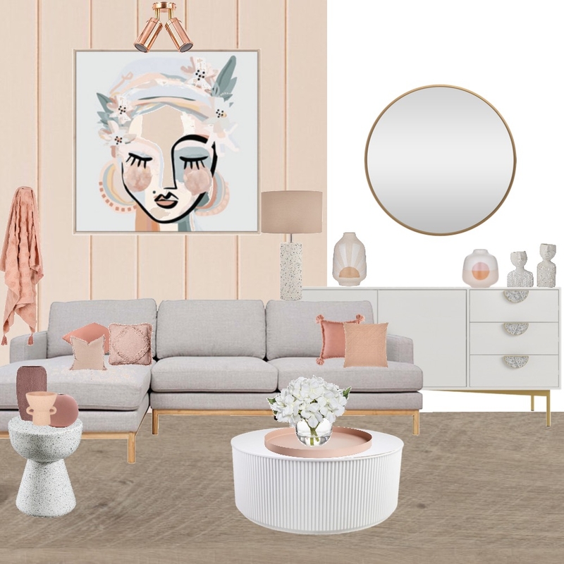 Peach and pink living room Mood Board by 81onthehill on Style Sourcebook