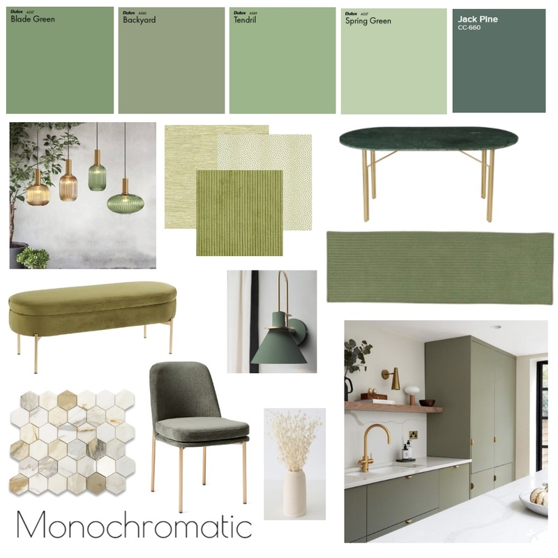 Monochromatic Green Mood Board by kt! on Style Sourcebook