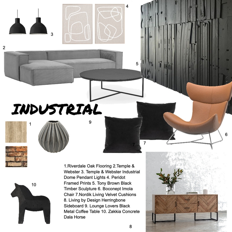 Industrial Living Room Final Mood Board by JustineSimcoe on Style Sourcebook
