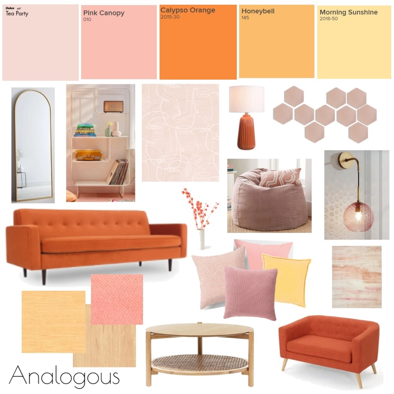 Analogous Orangey-Yellow Mood Board by kt! on Style Sourcebook