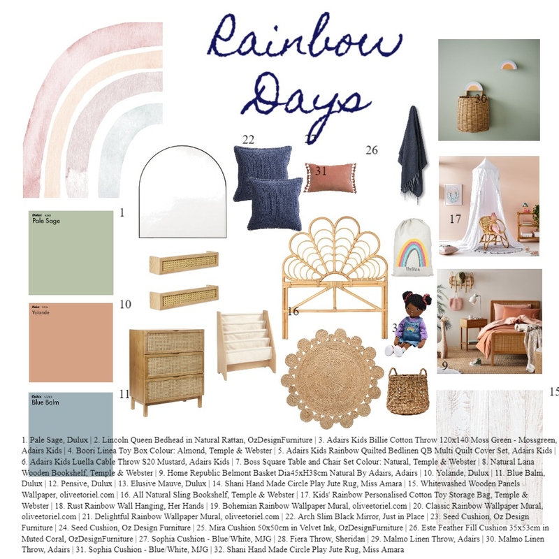 Rainbow Days Mood Board by Brooklyn Interior Design on Style Sourcebook