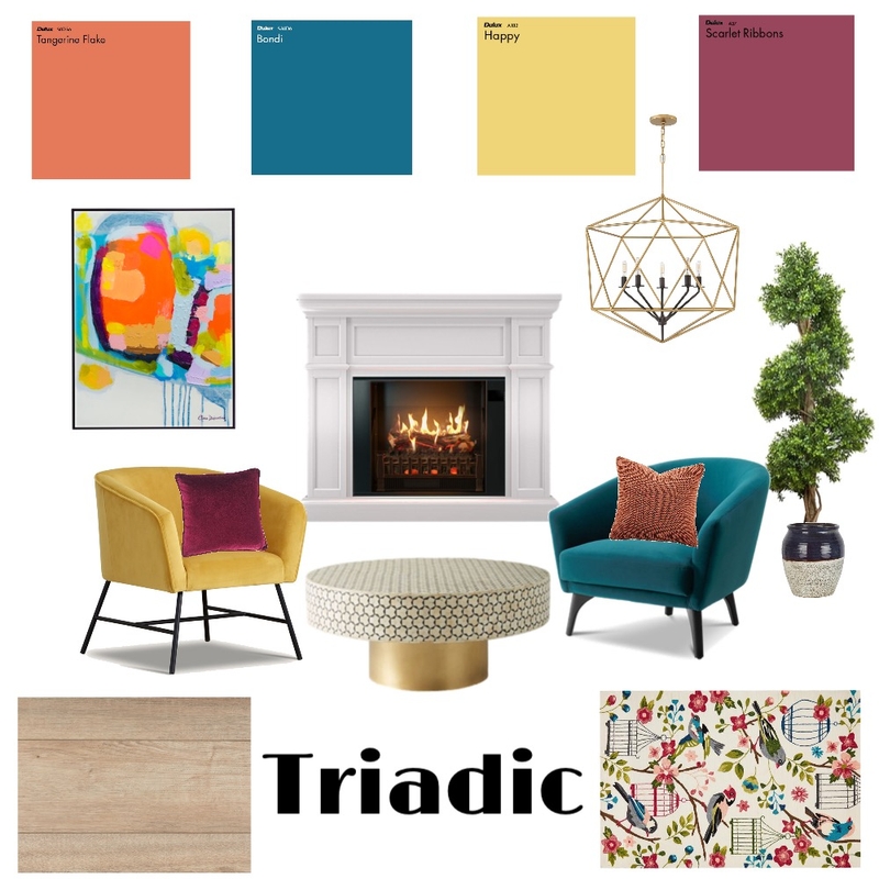 Triadic Mood Board by Mary Helen Uplifting Designs on Style Sourcebook