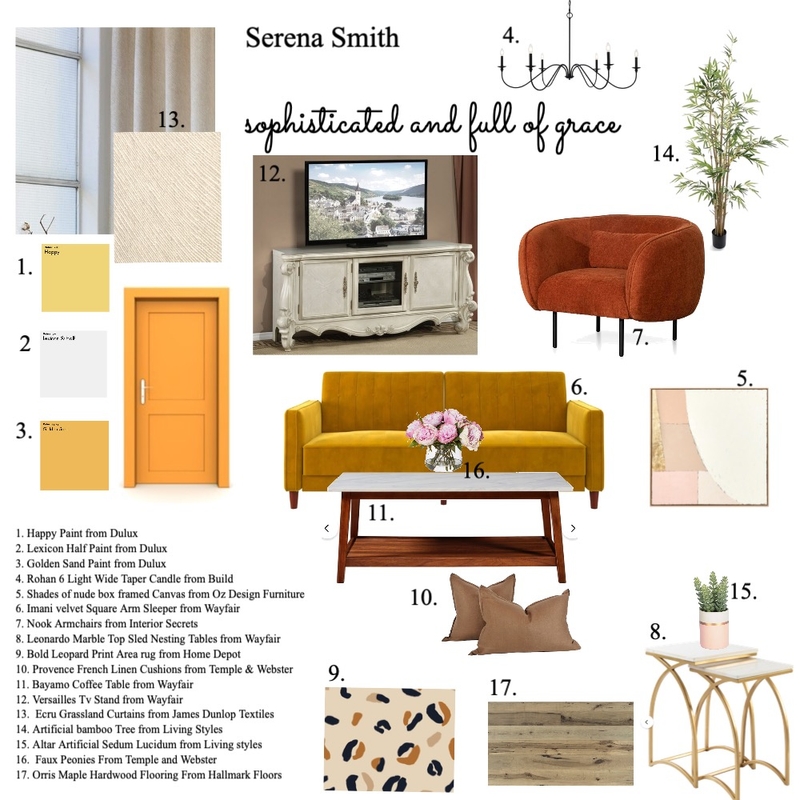 Living Room Sample Board Mood Board by House of Serena Smith Designs on Style Sourcebook