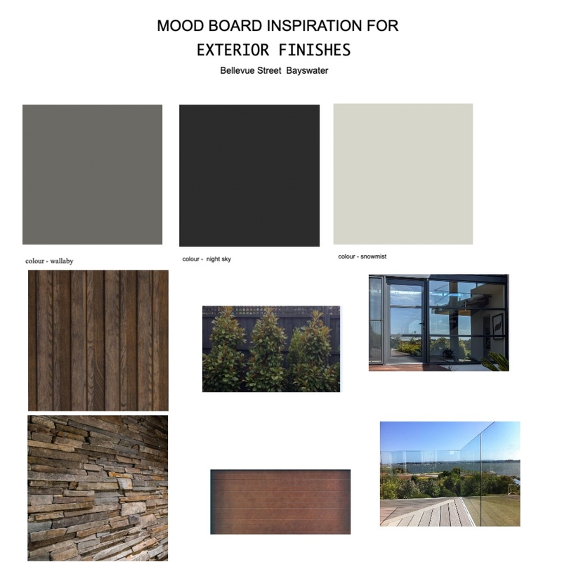 exterior colours for Meredith Residence Mood Board by NOIR DESIGNS PERTH on Style Sourcebook