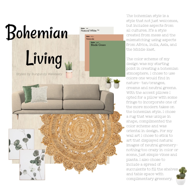 Bohemian Living Mood Board by Burgundy Wellesley on Style Sourcebook