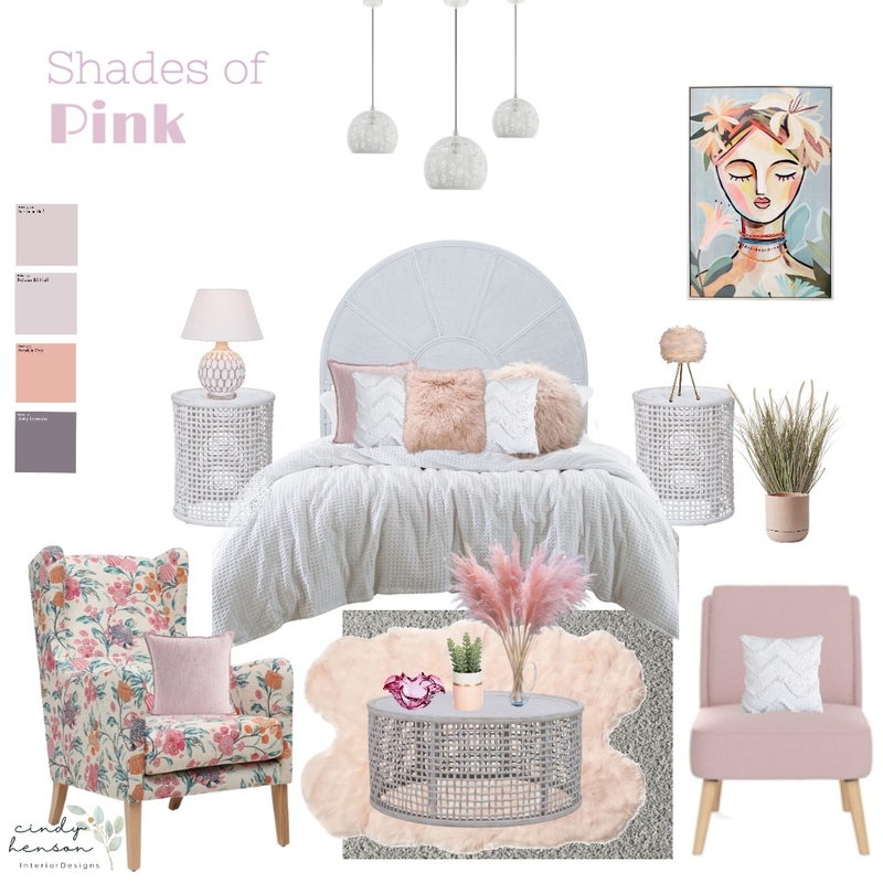 Shades of Pink Bedroom Mood Board by Cindy Henson Interior Designs on Style Sourcebook