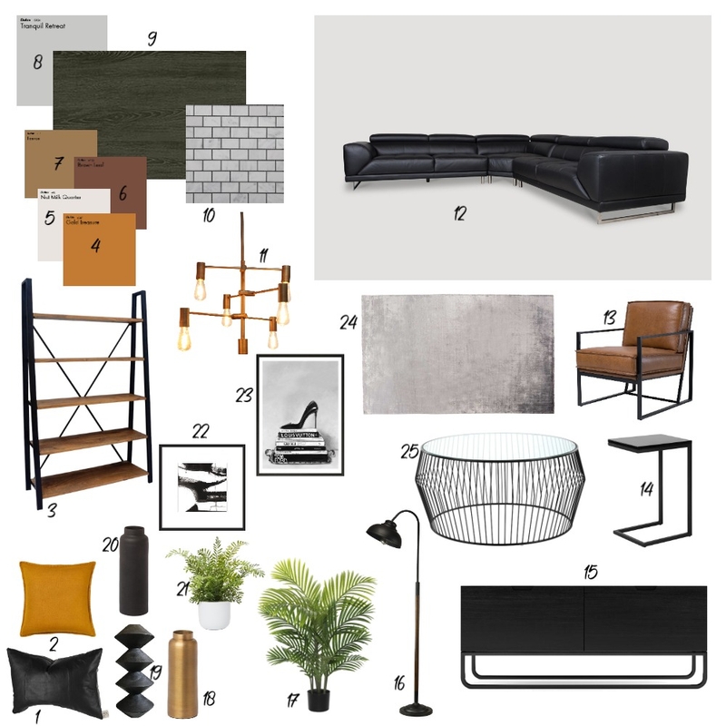 Sample Board Living Room_Modern Industrial Mood Board by asmaath on Style Sourcebook