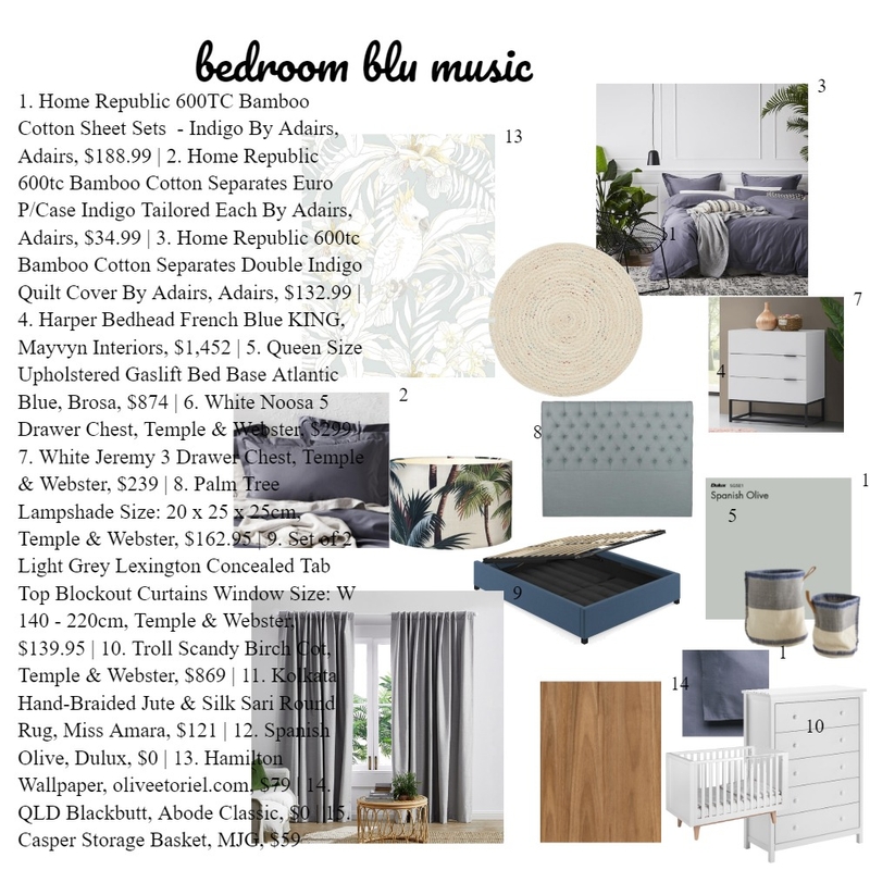 bedroom blu music Mood Board by svetlana karpova on Style Sourcebook