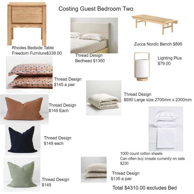 Costing Guest Bedroom Two Mood Board by Jennysaggers on Style Sourcebook