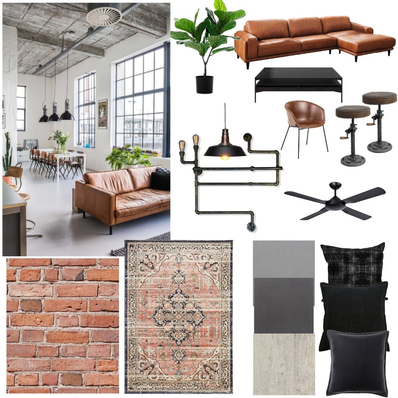Industrial Living Space Mood Board by lian.dewaal on Style Sourcebook