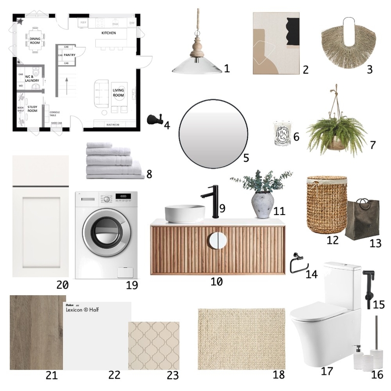 Laundry / WC sample board Mood Board by carissamariz on Style Sourcebook