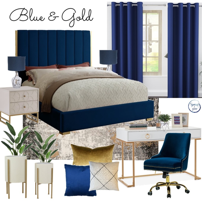 Blue and Gold bedroom Mood Board by Spaces&You on Style Sourcebook