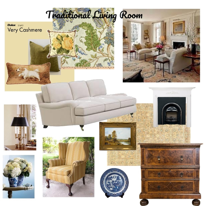 Traditional Living Room Mood Board Mood Board by Dana Nachshon on Style Sourcebook