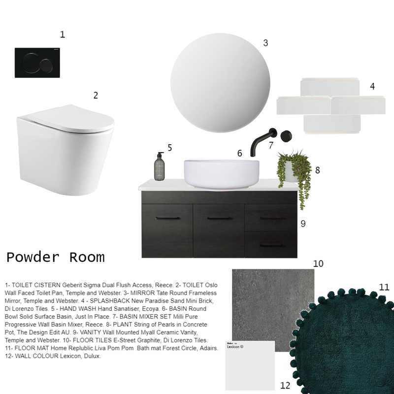 POWDER ROOM COMPLETE Mood Board by Kelsie on Style Sourcebook