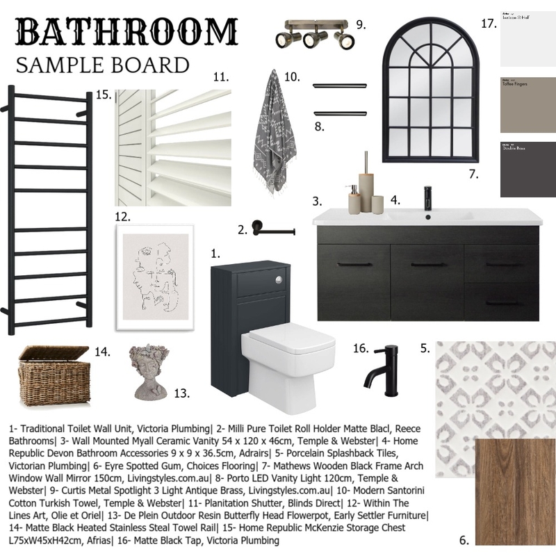 Bathroom- Sample Board Mood Board by Katy Mortimer on Style Sourcebook