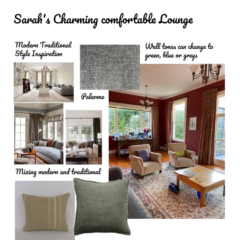 Sarah's charming comfortable lounge room Mood Board by AndreaMoore on Style Sourcebook