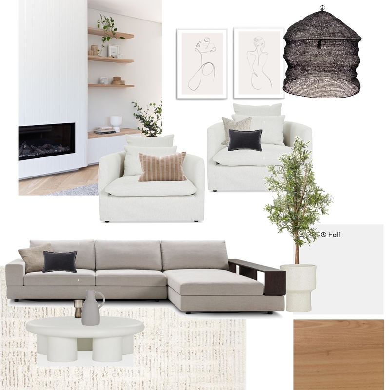Living Room Mood Board by bone + blanc interior design studio on Style Sourcebook