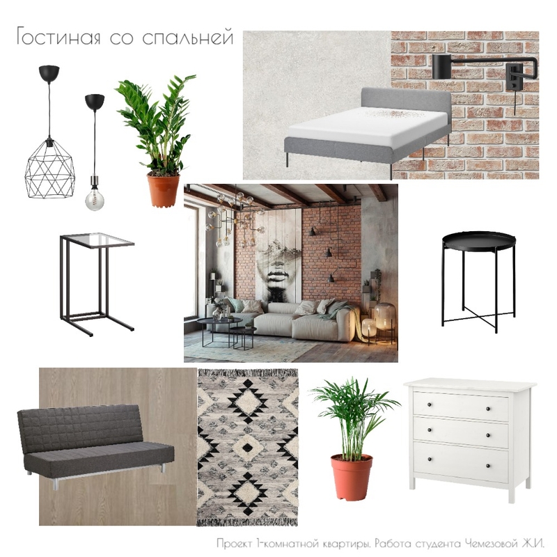 Гостиная со спальней Mood Board by Jeanna Chemezova on Style Sourcebook