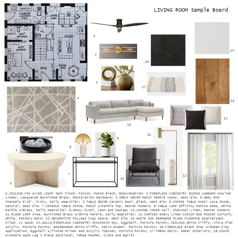 Living Room Sample Board Mood Board by aprilpeterson2014 on Style Sourcebook