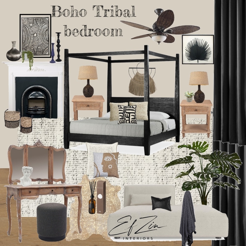 Boho Tribal Bedroom Mood Board by EF ZIN Interiors on Style Sourcebook