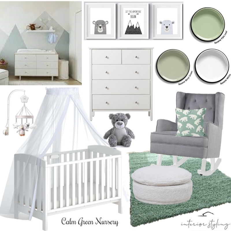 Calm Green Nursery Mood Board by Interior Styling on Style Sourcebook