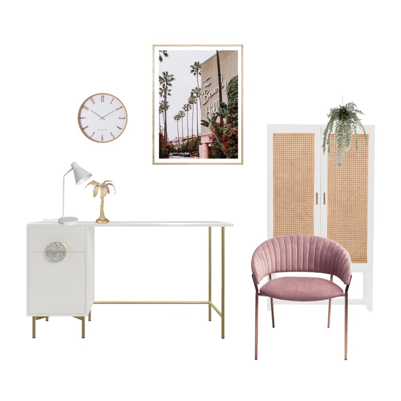 Blush Pink & Gold Study Space Mood Board by NicoleSequeira on Style Sourcebook