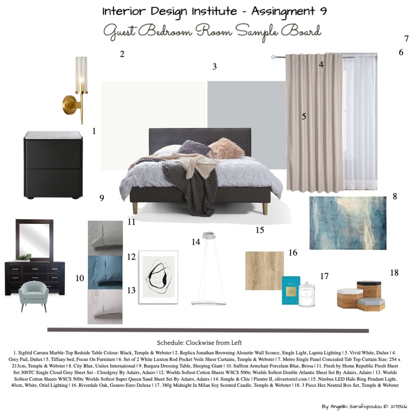 Interior Design Institute - Guest Bedroom Mood Board by Angeliki Sar on Style Sourcebook