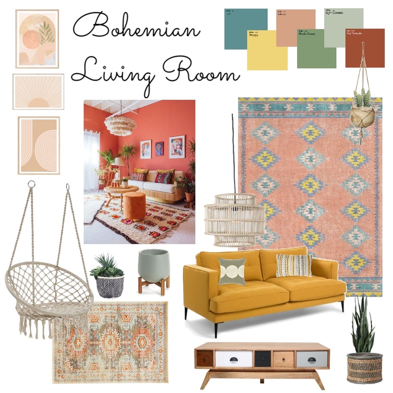 Bohemian Living Room Mood Board by kasskriarakis on Style Sourcebook