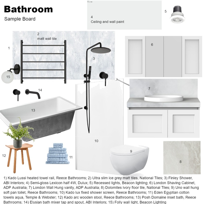 Becker - Sample Board Bathroom Mood Board by Davinia Lorretta Design on Style Sourcebook