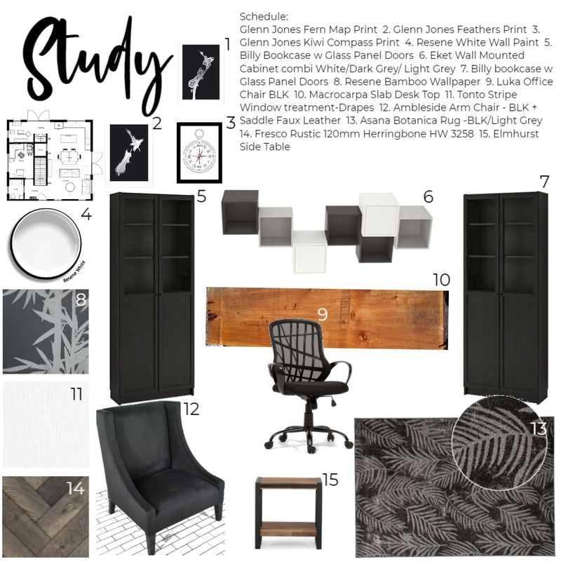 Study Mood Board by 2nd Charnce Interior Designs on Style Sourcebook