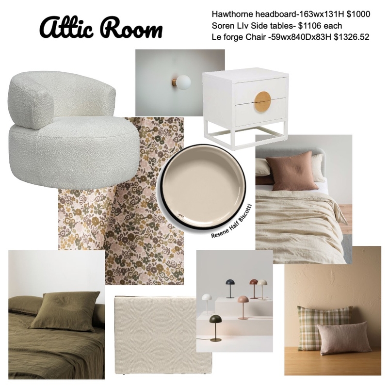 Emilys Attic Bedroom Mood Board by Leigh Fairbrother on Style Sourcebook